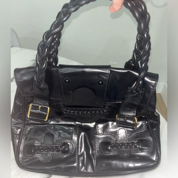 Authentic Valentino Garavani Navy Patent Leather Histoire Satchel Bag - Picture 2 of 16